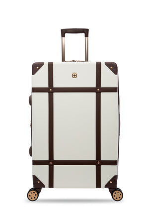 SWISSGEAR Vintage Trunk Large Checked Spinner - White Coffee