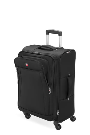 Valise à roulettes à motifs à carreaux de taille moyenne SWISSGEAR Cross Country - Noir