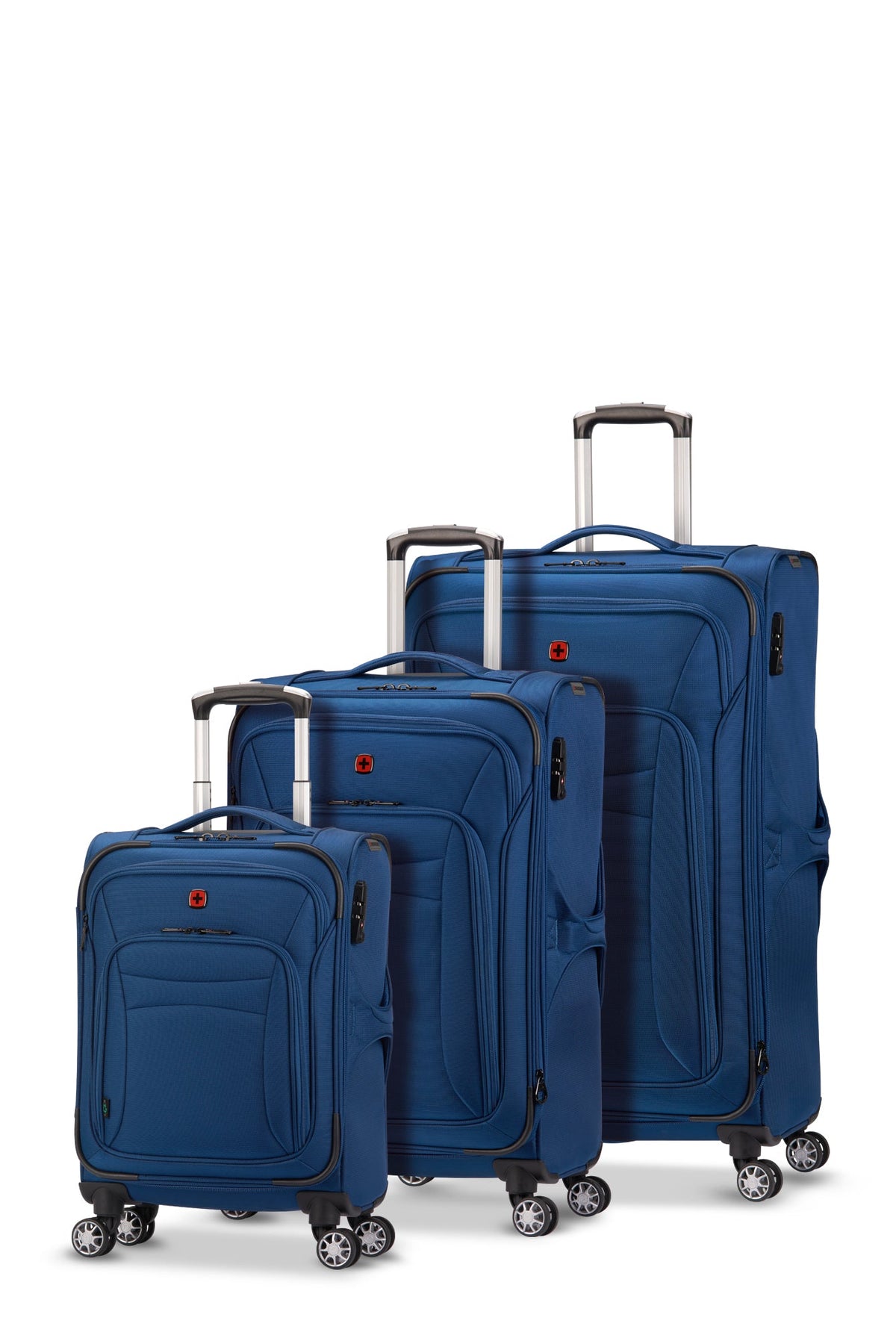 Wenger - Essential Collection Softside Luggage 3 Piece Set-Black - Blue - 01
