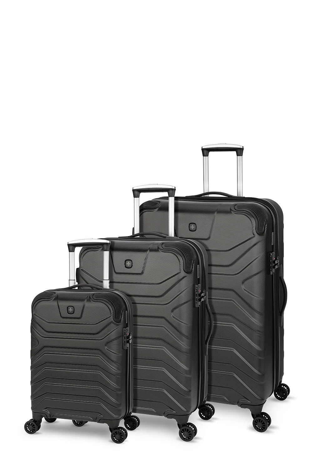 SWISSGEAR - Fortress Collection Hardside Luggage 3 Piece Set- Black - Black - 01