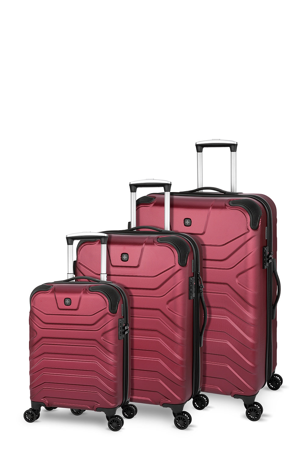 SWISSGEAR - Fortress Collection Hardside Luggage 3 Piece Set- Black - Red - 01