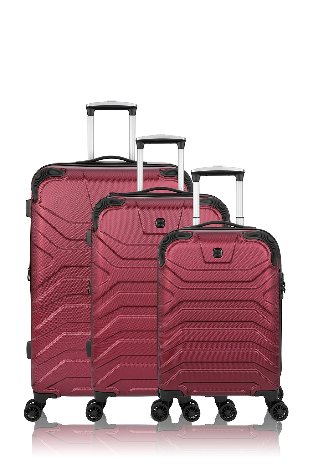 SWISSGEAR - Fortress Collection Hardside Luggage 3 Piece Set- Black - Red - 02