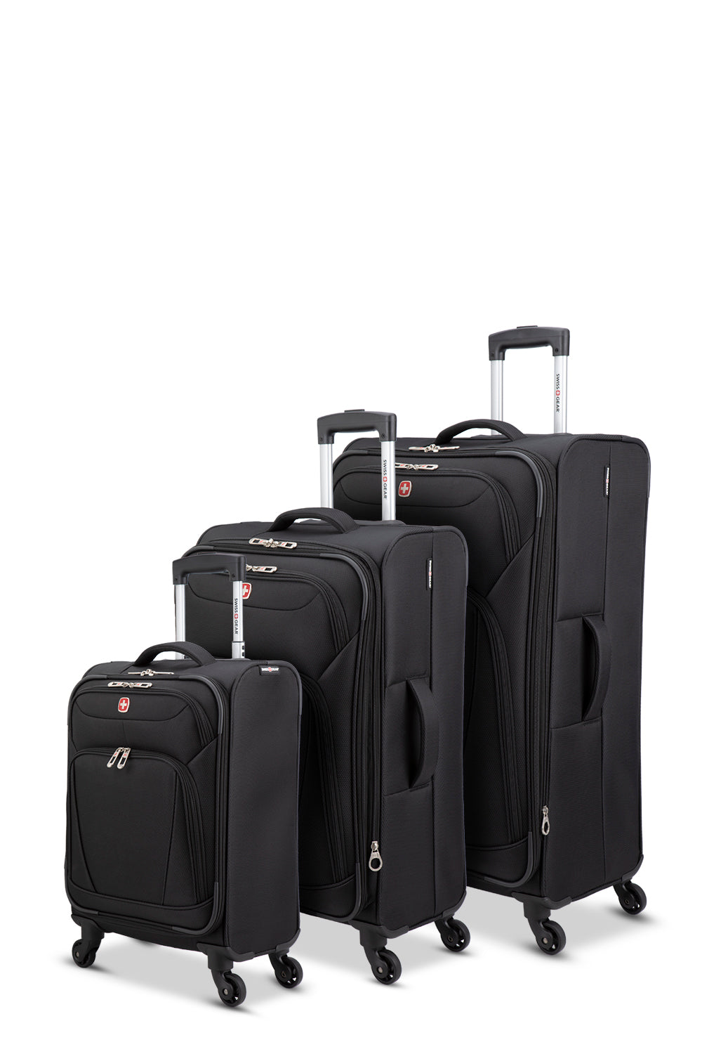 SWISSGEAR - Super Lite Collection 3 Piece Expandable Upright Luggage Set - Black - 02