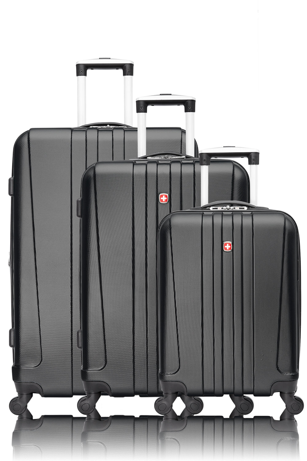 SWISSGEAR - Pinnacle Collection Hardside Luggage 3 Piece Set - Black - 01