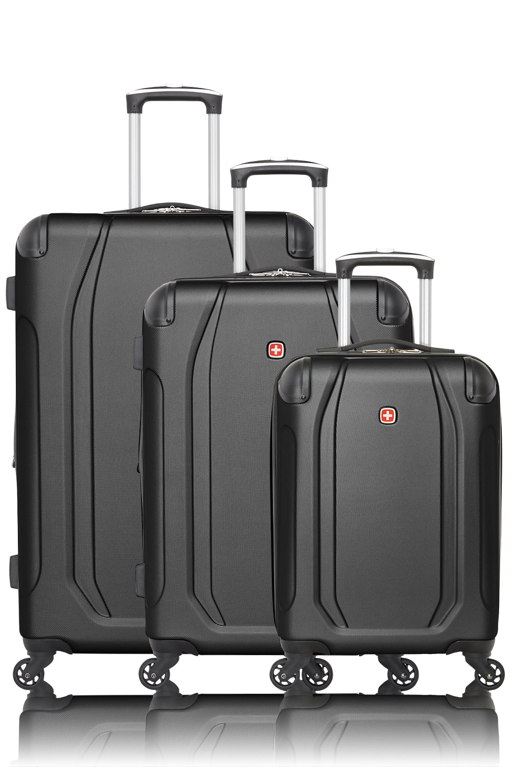 SWISSGEAR - Central Lite Collection Hardside Luggage 3 Piece Set - Black - 01