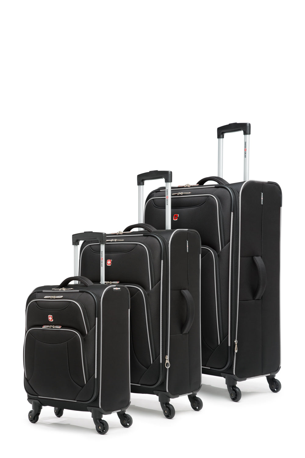 SWISSGEAR - Basel Collection Upright Luggage 3 Piece Set - Black Silver - 02