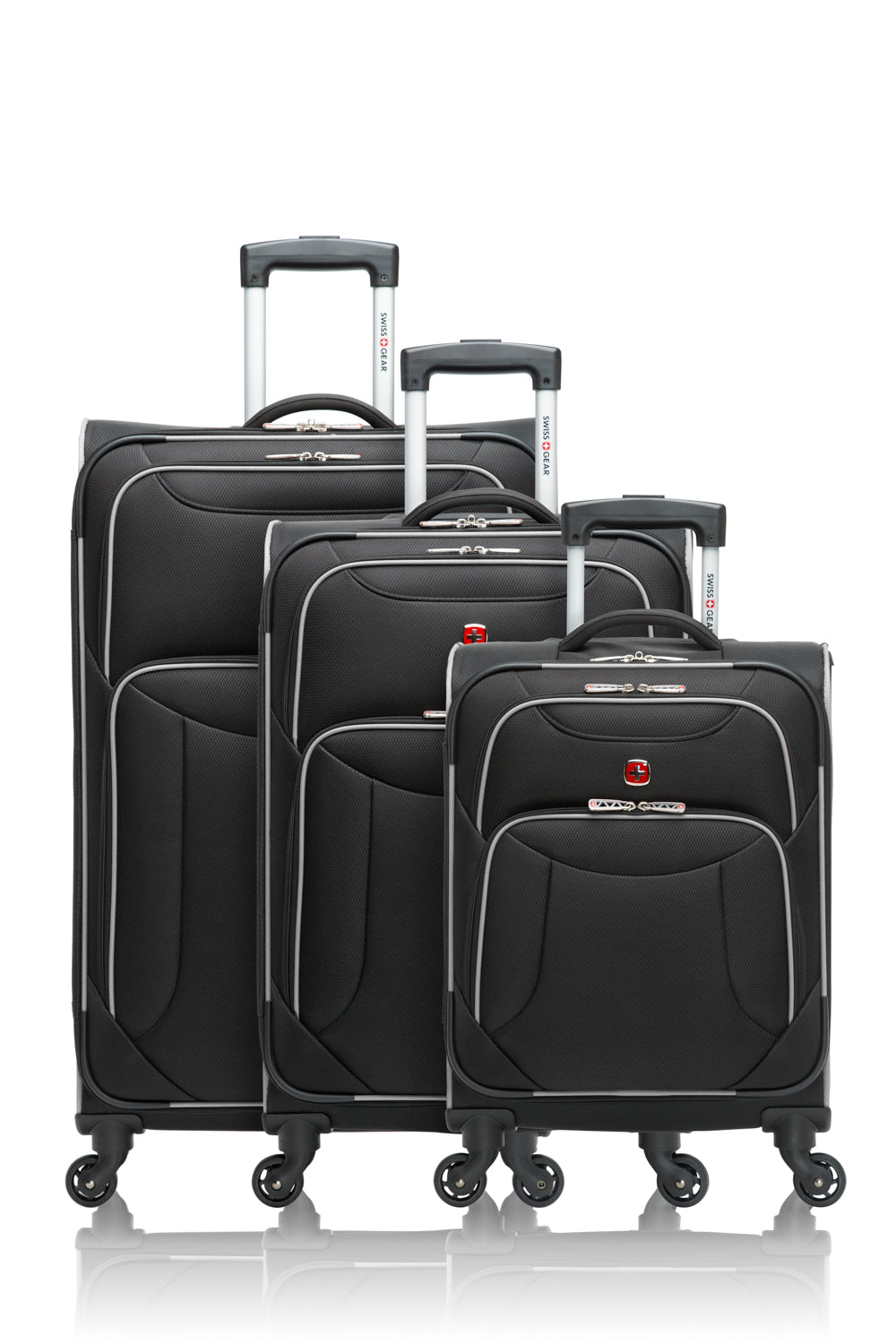 SWISSGEAR - Basel Collection Upright Luggage 3 Piece Set - Black Silver - 01