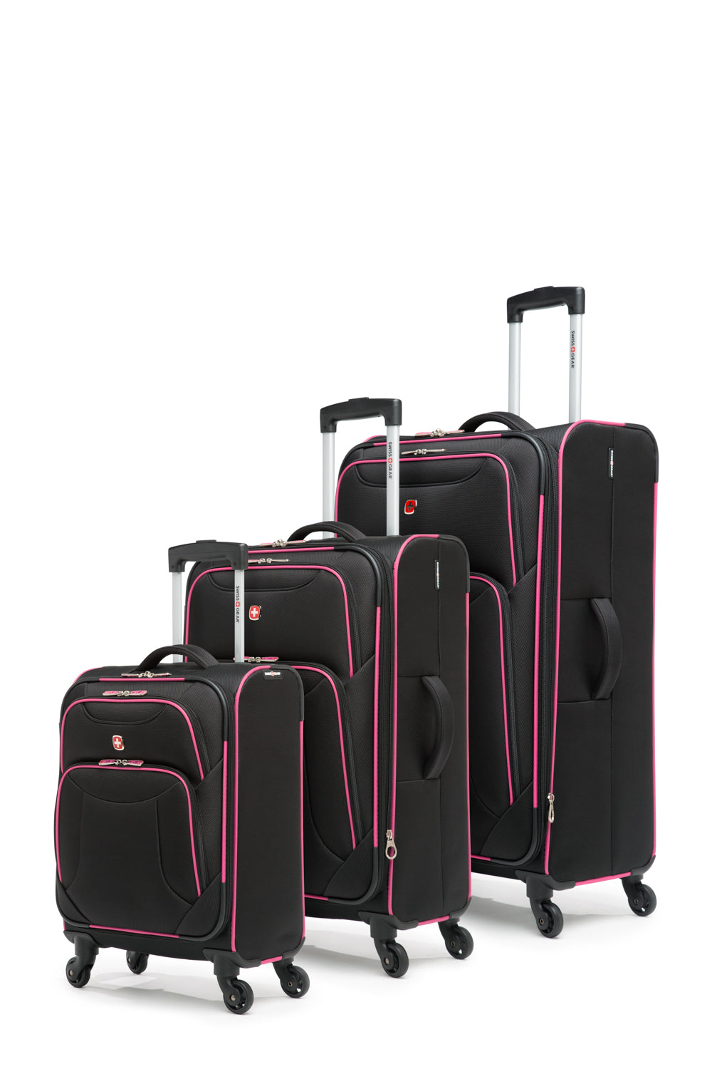 SWISSGEAR - Basel Collection Upright Luggage 3 Piece Set - Black Magenta - 02