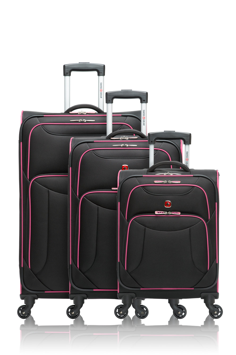 SWISSGEAR - Basel Collection Upright Luggage 3 Piece Set - Black Magenta - 01