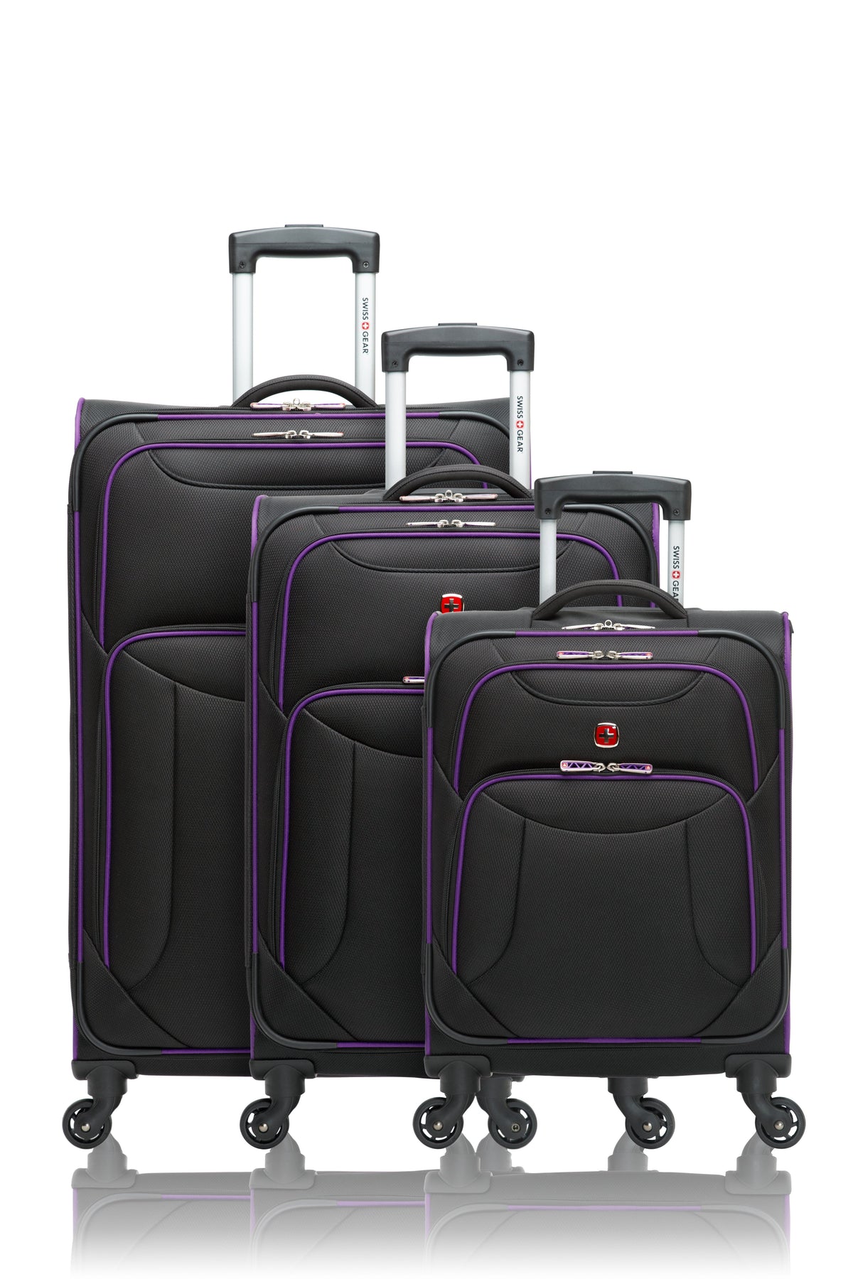 SWISSGEAR - Basel Collection Upright Luggage 3 Piece Set - Black Purple - 01