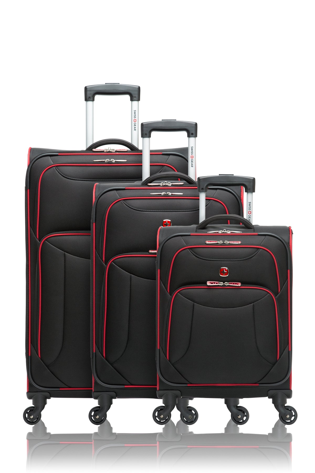 SWISSGEAR - Basel Collection Upright Luggage 3 Piece Set - Black Red - 01