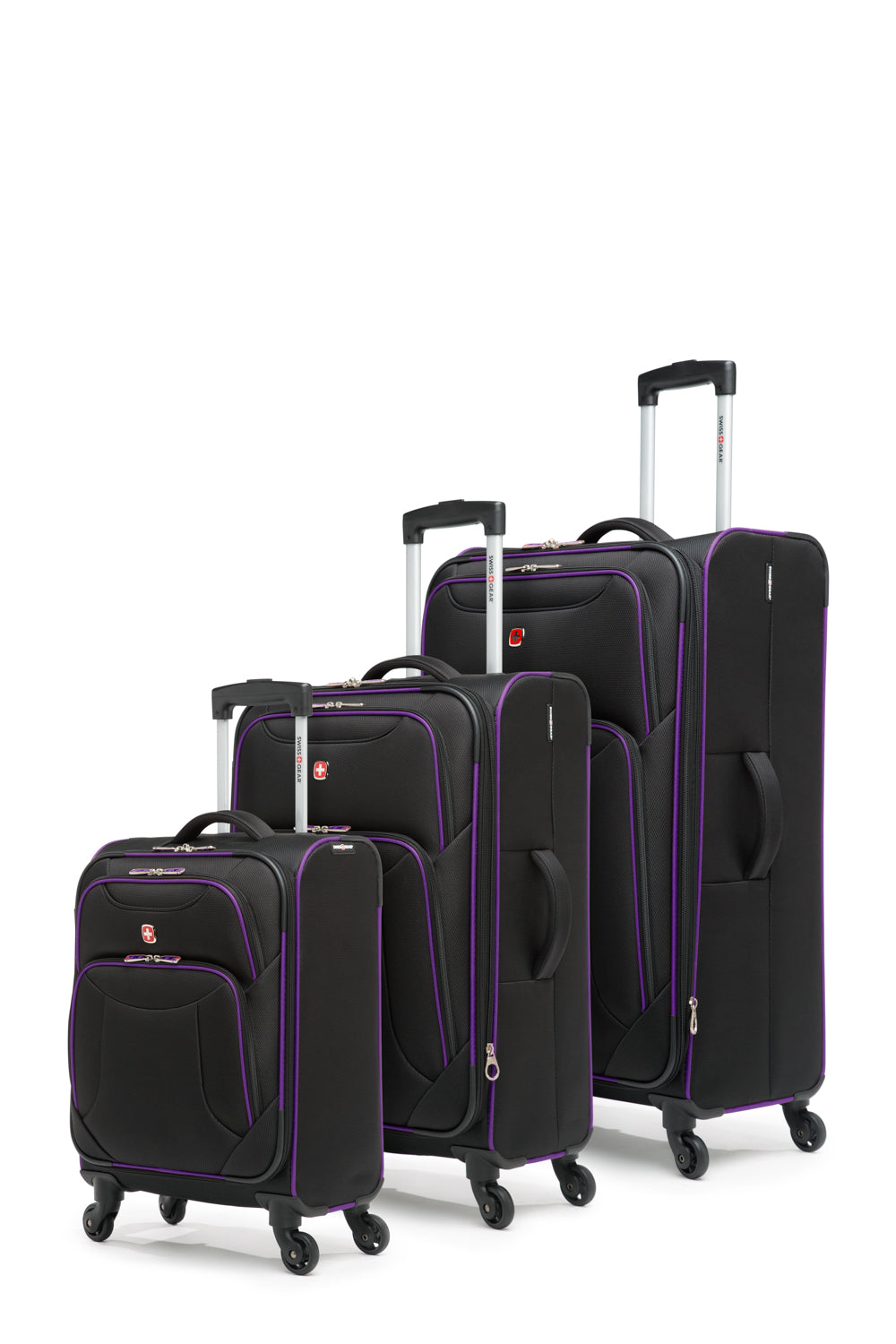 SWISSGEAR - Basel Collection Upright Luggage 3 Piece Set - Black Purple - 02