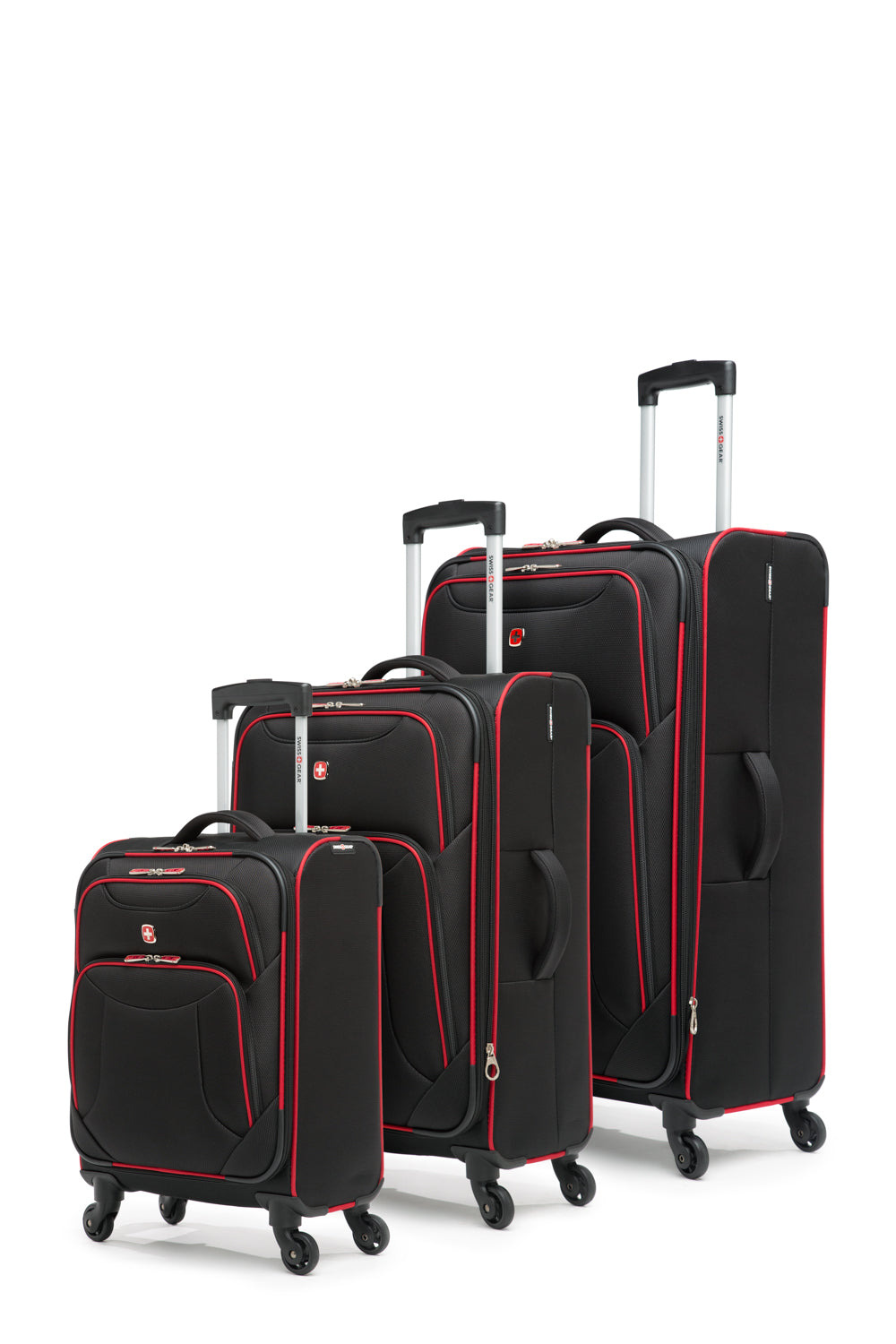 SWISSGEAR - Basel Collection Upright Luggage 3 Piece Set - Black Red - 02