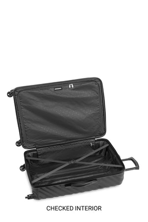 SWISSGEAR 35300 Expandable Spinner 3 Piece Set - Black Split-case design with zippered separator panel facilitates packing/unpacking and organization