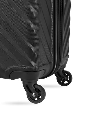 SWISSGEAR 35300 Expandable Spinner 3 Piece Set - Black Four 360-degree spinner wheels provide maximum maneuverability