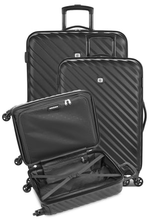 SWISSGEAR 35300 Expandable Spinner 3 Piece Set - Black Set contains an Expandable Carry-on Spinner and Medium and Large Expandable Spinners