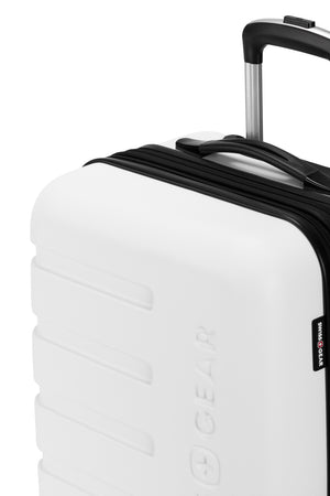 SWISSGEAR Signature 19 inch Expandable Carry On Hardside Spinner Luggage - White Molded grab handle for lightweight mobility 