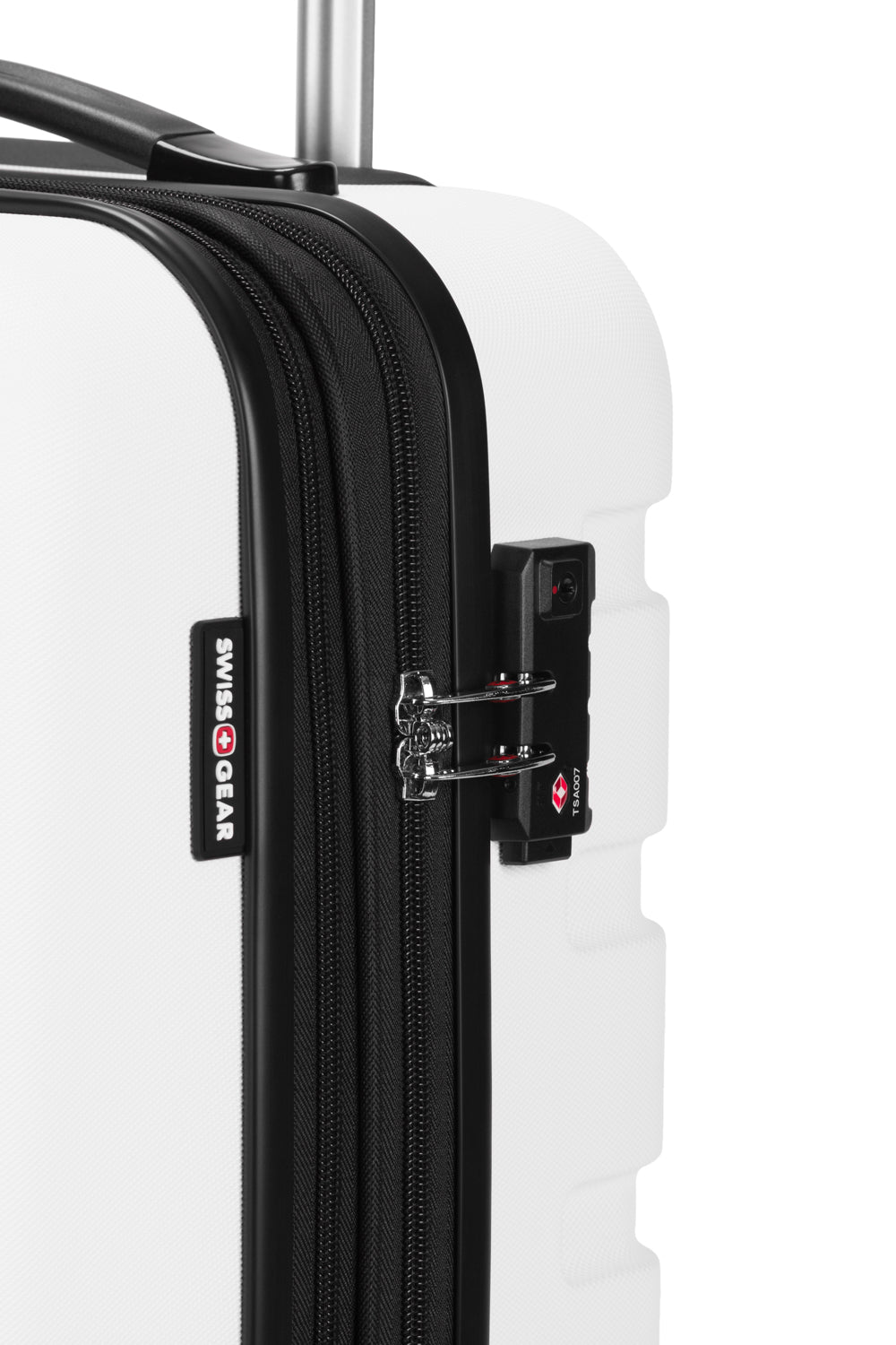 SWISSGEAR Signature 19 inch Expandable Carry On Hardside Spinner Luggage - White TSA-approved combination lock