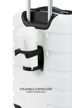 SWISSGEAR Signature 19 inch Expandable Carry On Hardside Spinner Luggage - White Patented foldable cupholder on its exterior