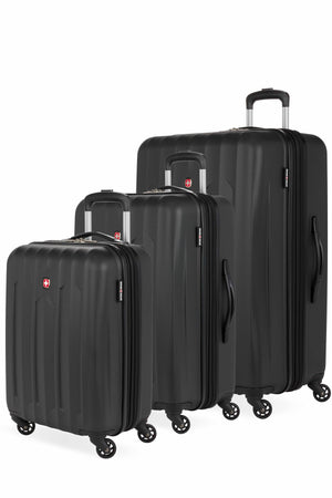 SWISSGEAR Chrome Expandable 3 Piece Hardside Spinner Luggage Set - Black