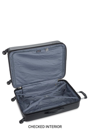 SWISSGEAR Chrome Expandable 3 Piece Hardside Spinner Luggage Set - Black Side zippered accessory pocket for smaller items