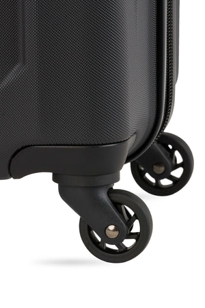 SWISSGEAR Chrome Expandable 3 Piece Hardside Spinner Luggage Set - Black Four 360-degree wheels for easy maneuverability