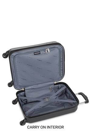 SWISSGEAR Chrome Expandable 3 Piece Hardside Spinner Luggage Set - Black Zippered divider panel allows increased organization