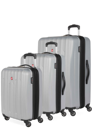SWISSGEAR Chrome Expandable 3 Piece Hardside Spinner Luggage Set - Silver