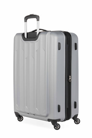 SWISSGEAR Chrome Expandable 3 Piece Hardside Spinner Luggage Set - Silver Rugged yet lightweight ABS hardside split case body