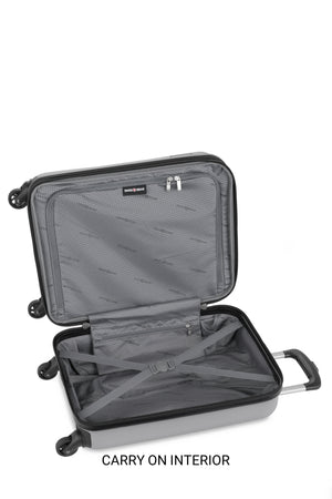 SWISSGEAR Chrome Expandable 3 Piece Hardside Spinner Luggage Set - Silver Zippered divider panel allows increased organization