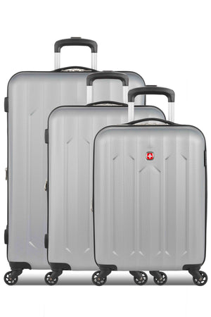 SWISSGEAR Chrome Expandable 3 Piece Hardside Spinner Luggage Set - Silver