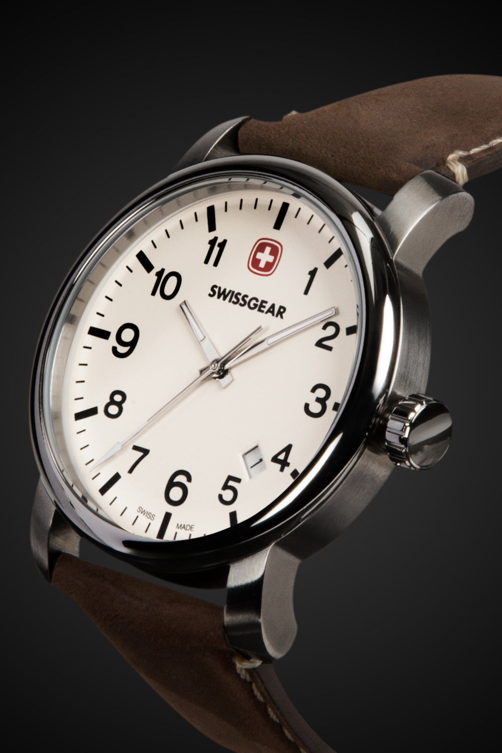 SWISSGEAR - Legacy Swiss Watch - Silver/With/Cream/Dial/Dark/Brown/Strap - 03