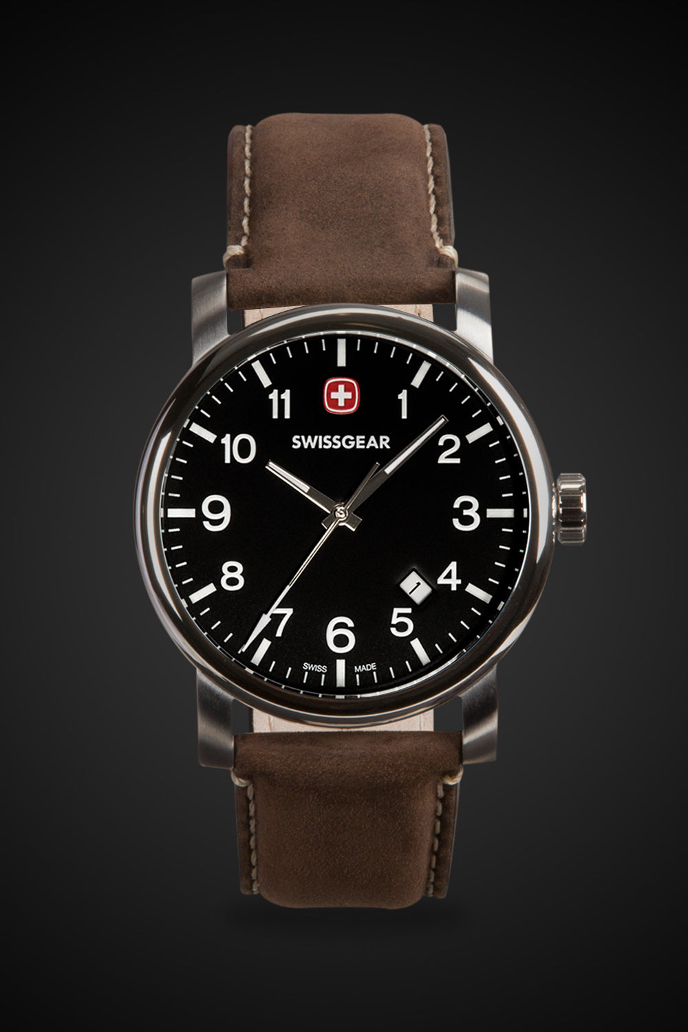 SWISSGEAR - Legacy Swiss Watch - Silver/With/Black/Dial/Dark/Brown/Strap - 01