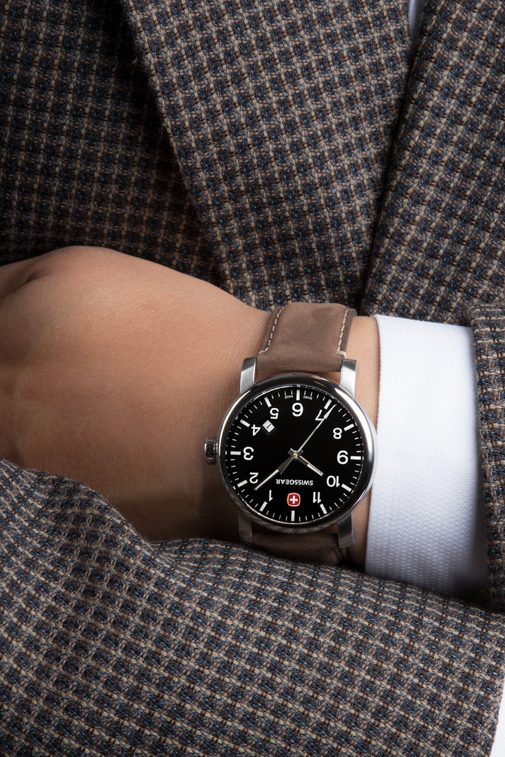SWISSGEAR - Legacy Swiss Watch - Silver/With/Black/Dial/Dark/Brown/Strap - 02
