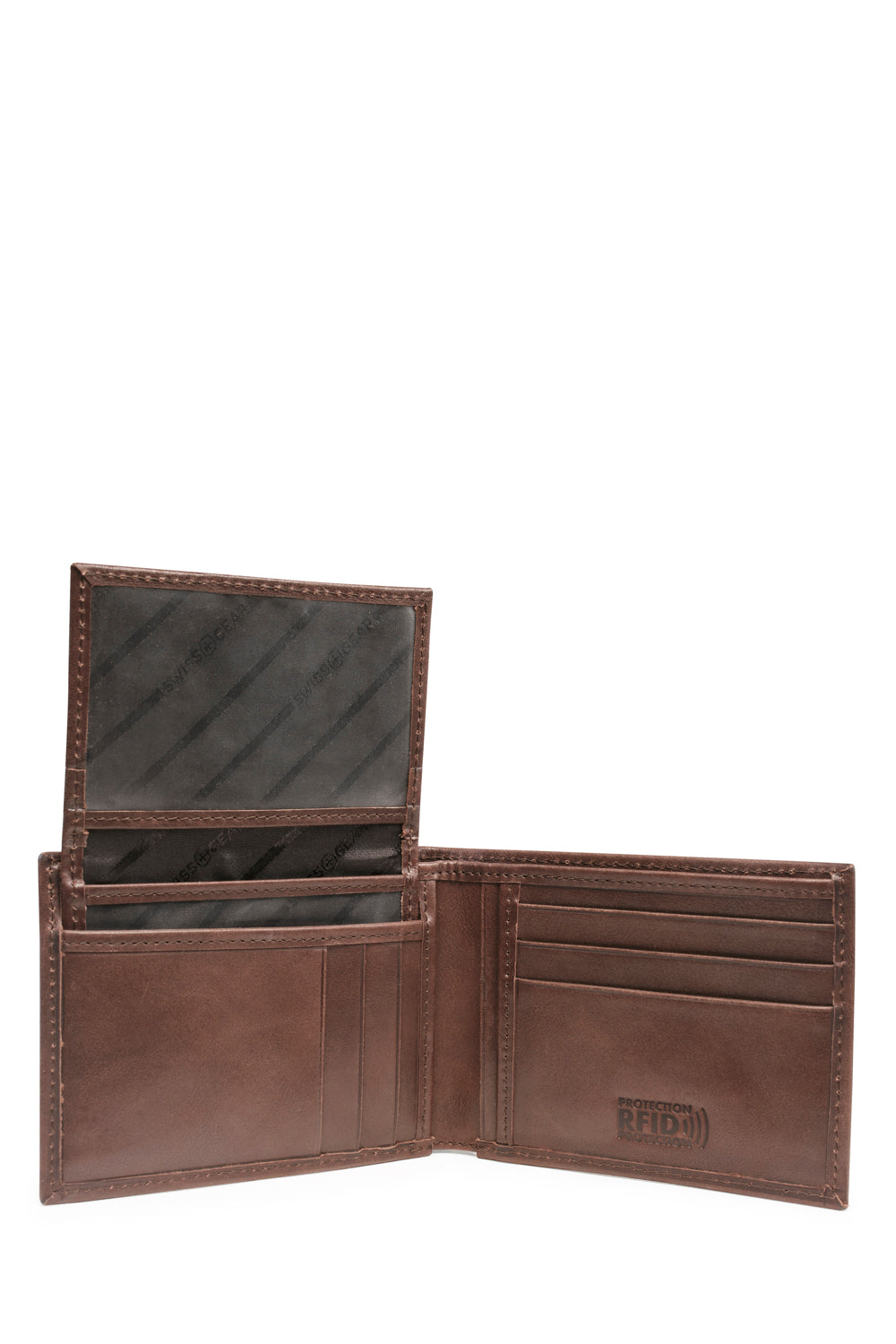 SWISSGEAR - 87135 Leather Billfold Wallet with RFID Shield and Detachable ID Holder - Brown - 05