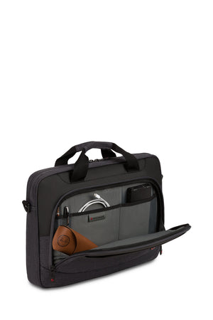 Wenger State 16 inch Slim Briefcase Essentials organizer keeps power cords, chargers, and business cards neat and accessible