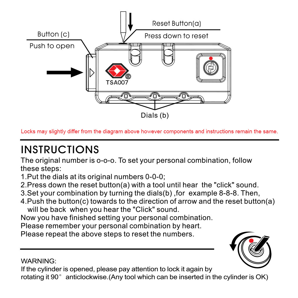 TSA Lock Instructions