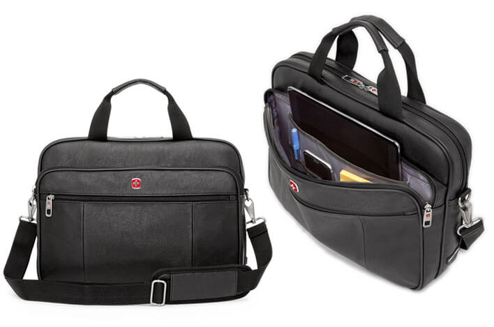 SWISSGEAR SWA0984 - FAUX LEATHER 15-INCH LAPTOP BRIEFCASE - BLACK